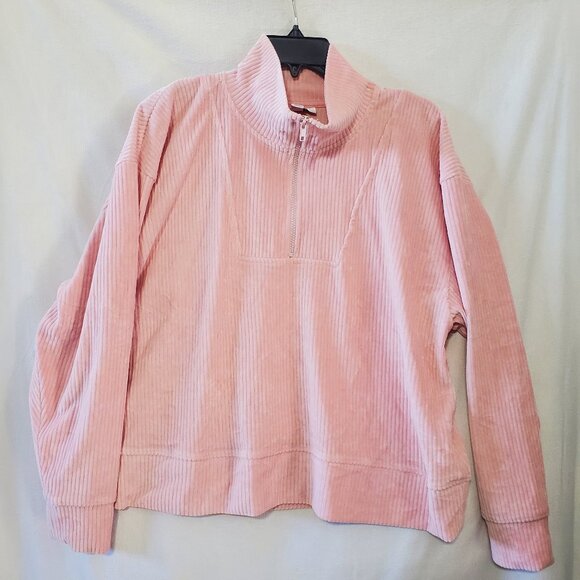 NWoT Topshop Women's Pink Ribbed Half Zip Jacket Size 4-6 US/ Small UK - Picture 1 of 5